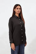 FAZI SAMPS ARTICLE #6731 WOMEN'S CASUAL SILK SHIRT BLACK