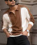 FAZI SAMPS ARTICLE #6745 Brown-White Colour Blocked Polo T-Shirt