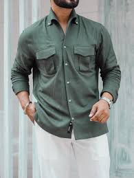 FAZI SAMPS ARTICLE #6748 Green - One Piece Button Down Cooper Collar Shirt